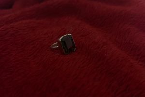 Elegant Silver Ring with Dark Stone