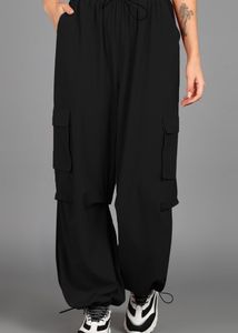Black Baggy Fit Parachute Pants