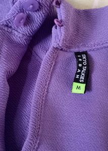 Lilac Cropped Balloon Sleeve Top