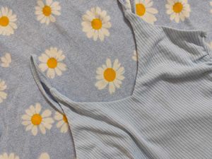 Cute Blue Ribbed Cami Top