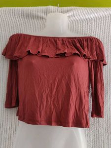 Rust-Colored Off-the-Shoulder Top