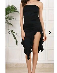 korean assymetrical Strapless Dress