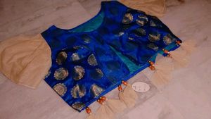 Elegant Blue Brocade Blouse