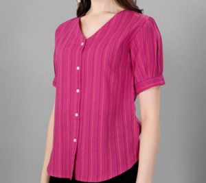 Pink Striped Embroidered Top | XXL