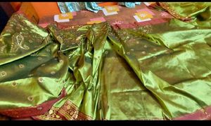 Olive Green Embroidery Work Saree