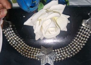 Star Charm Silver Beaded Choker