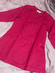 Short Pink Kurta With Embroidered Detailing