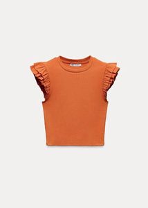 ZARA KNITTED RUFFLE TOP