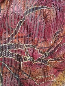 Striped Scarf with Tree Branch Design