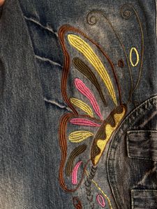 Butterfly embroidery Denim Pants