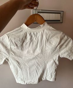 White Zip-Up Crop Top