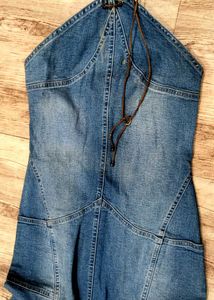 SexyDenim Gownwith Halter Neck