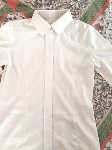 New Cotton Silk Off White Formal Shirt For Women