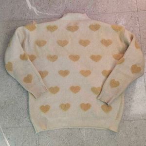 Pintresty Heart Print Knit Sweater(oversize)