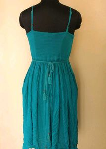 Boho Embroidered Teal Sundress