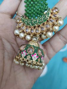Green Jhumka Earrings