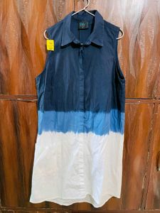 Blue Tie-Dye Sleeveless Top Dress