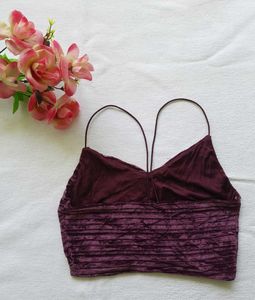Stylish Purple Velvet Crop Top