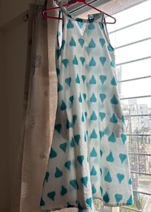 White &amp; Teal Print Sundress