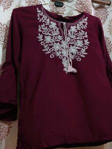 Embroidered Maroon Top 🌟