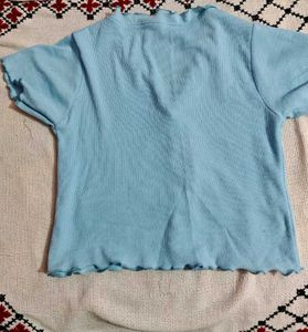 Cute Blue Button-Up Top