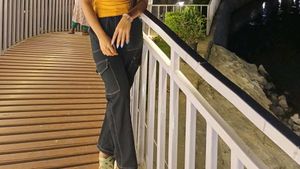 Black Cargo Pants with White Stitching design