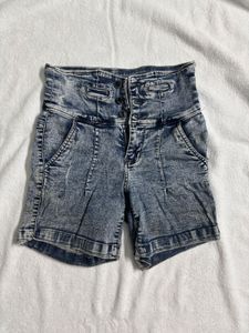 Acid Wash Denim Shorts
