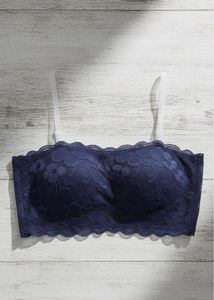 Navy Blue Lace Bandeau Bra (without straps)