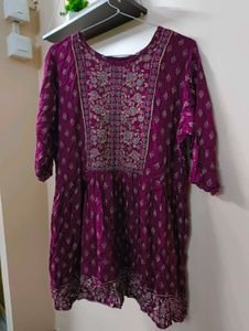 Purple Embroidered Kurta
