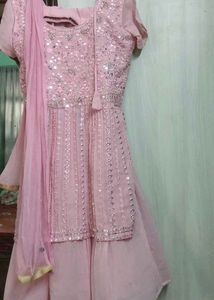 Pink Embellished Sharara Suit