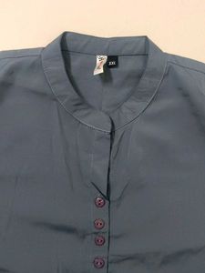 Blue Button-Down Top