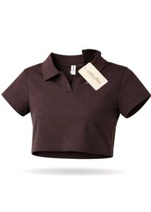 Brown Crop Polo Shirt