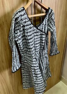 Black and White Angrakha Kurti
