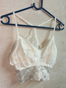 Trendy Ladies Fashion Lace Bralette Top White