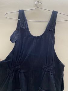 Black full length solid denim dungaree