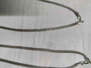 Silver Pearl Chain Necklaces (Set of 2)