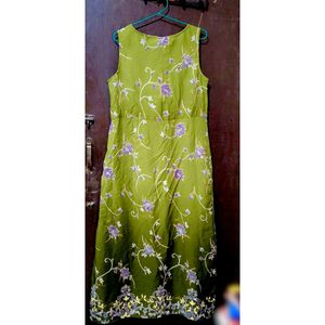 Olive Green Floral Dress