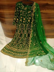 Green Embroidered Party Wear Suit xxl