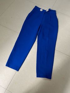 ZARA BLUE HIGH WAISTED TROUSERS