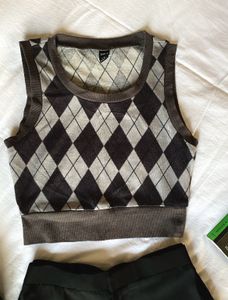 Argyle Knit Crop Top