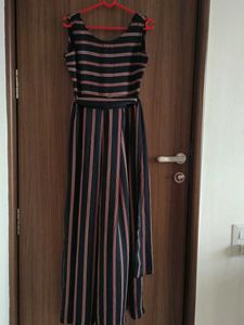 Tokiyo Talkies Blue Striped Culotte Jumpsuit - S
