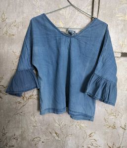 Cute Blue Adjustable Neck Top