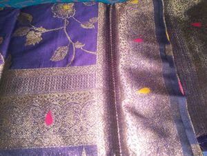 Elegant Blue Floral Saree