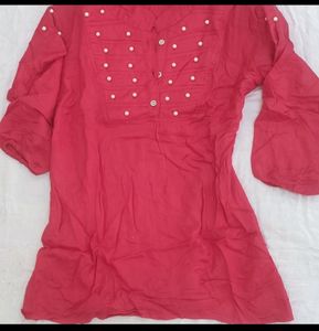 Short Red Kurti , Size - Xs to L