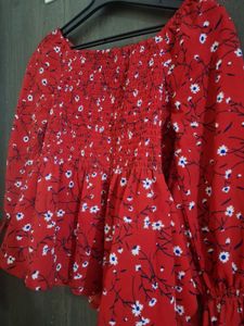 Red Floral Print Top