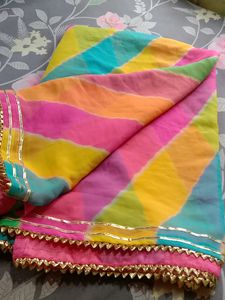 Laheriya Saree With Blouse Attached (Women's)