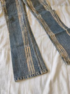 Vintage Stripped Flare Leg Jeans