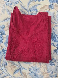 Red Embroidered Kurta