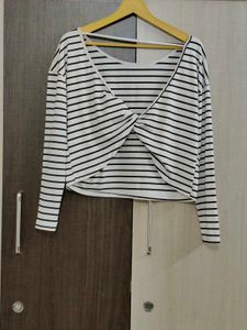 Striped Twist-Front Top