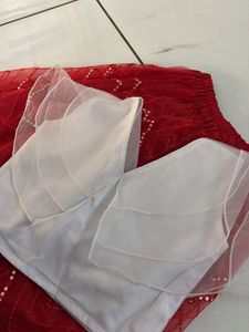 Red &amp; White Lehenga Choli